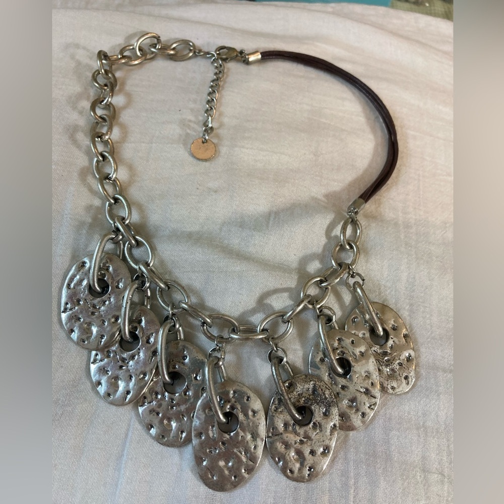 Hammered Brutalist Design Statement Necklace - image 1